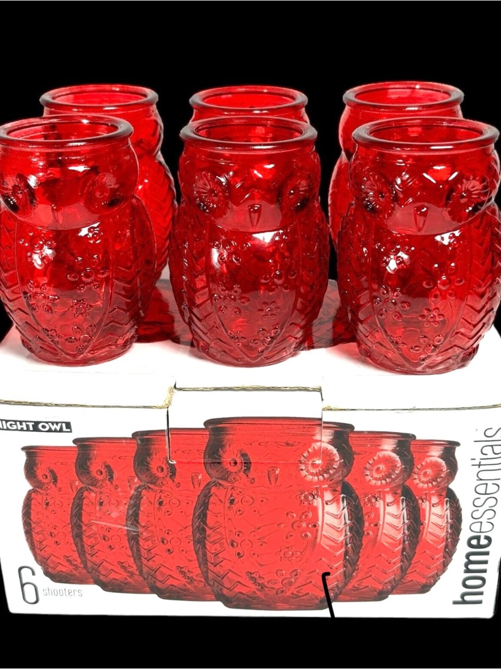 Home Essentials Red Owl Glass Shot Glasses - Set of 6